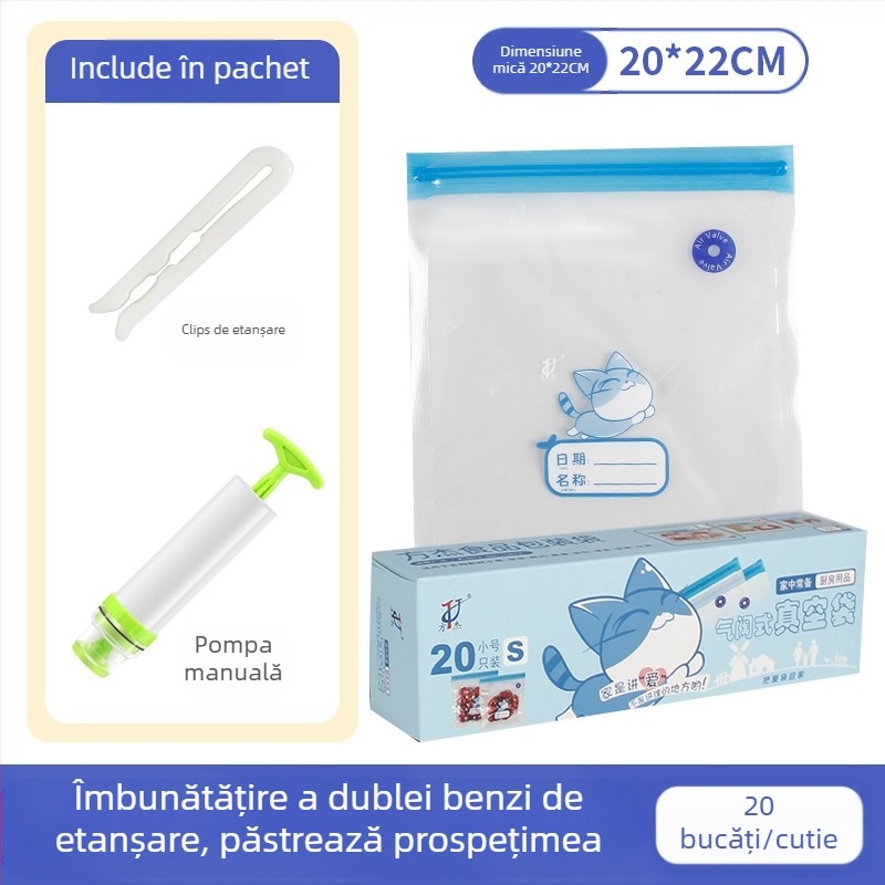 Sac vid cu valve și fermoar – de calitate alimentară, reutilizabil, sigilare automată, ambalaj vid cu compresie