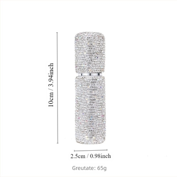 Sticlă de parfum din sticlă, încrustată cu diamante, cu pulverizator – mini pentru călătorii, Shangchuang