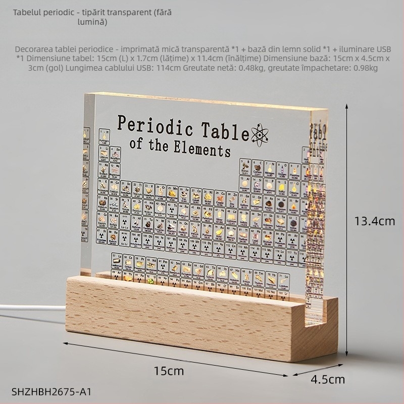 Model acrilic al elementului din tabelul periodic – stil simplu, licență IP, material plastic/rezină