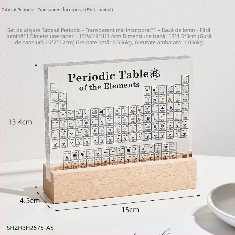 Model acrilic al elementului din tabelul periodic – stil simplu, licență IP, material plastic/rezină