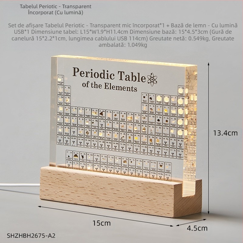 Model acrilic al elementului din tabelul periodic – stil simplu, licență IP, material plastic/rezină