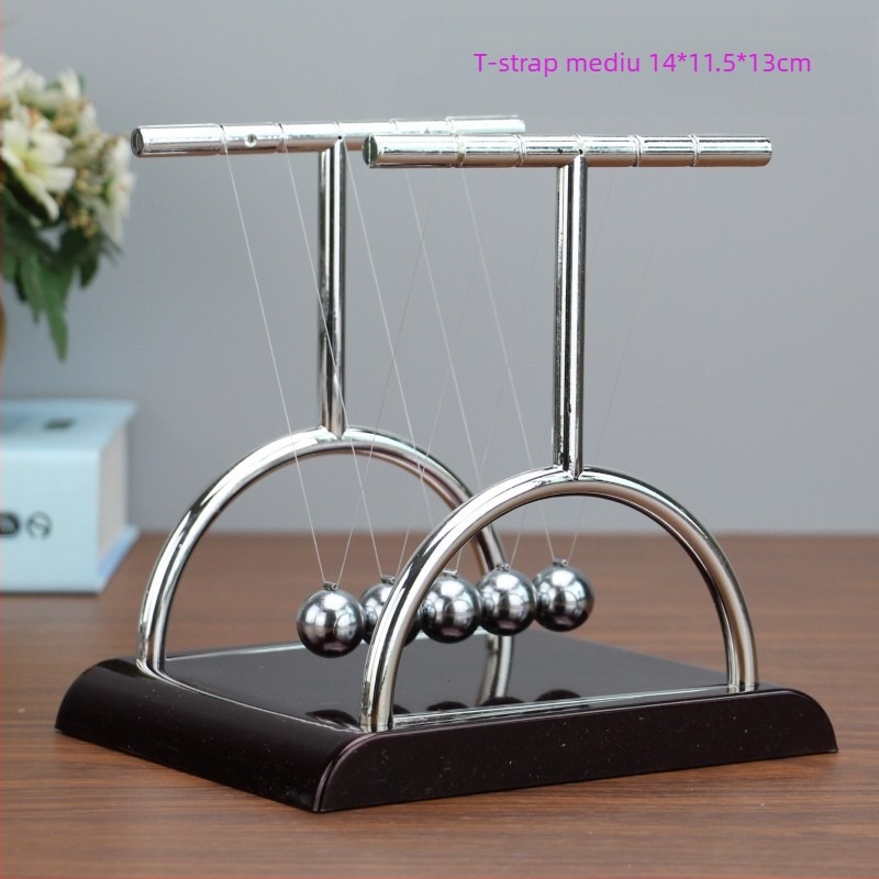 Pendul Newton decorativ, metal, electroplatare, lucrat manual, decor pentru birou