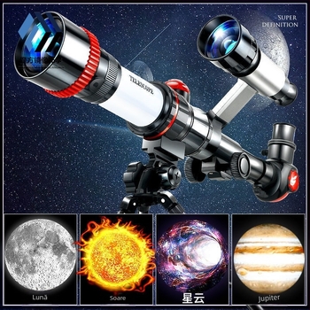 Telescop astronomic pentru copii – nivel începător, optică HD, kit educațional pentru observații stelare, 7–14 ani, multifuncțional, fără baterii
