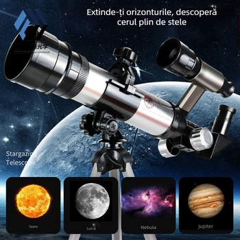 Telescop astronomic pentru copii – nivel începător, optică HD, kit educațional pentru observații stelare, 7–14 ani, multifuncțional, fără baterii