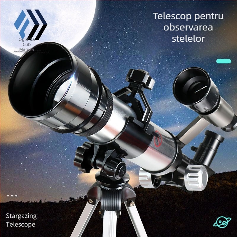 Telescop astronomic pentru copii – nivel începător, optică HD, kit educațional pentru observații stelare, 7–14 ani, multifuncțional, fără baterii