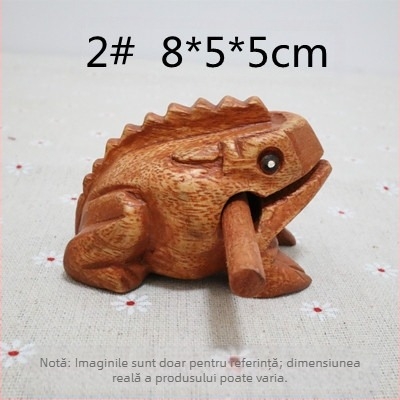 Figurină decorativă din lemn: broscă, sculptură manuală, lemn masiv, gravură, jucărie sonoră