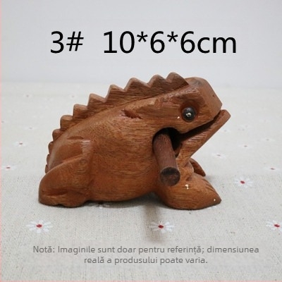 Figurină decorativă din lemn: broscă, sculptură manuală, lemn masiv, gravură, jucărie sonoră
