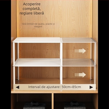 Dulap retractabil cu două rafturi pentru garderobă și haine — oțel din carbon, stil simplu și modern, montaj pe podea