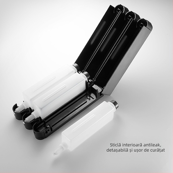 Dozator de săpun montat pe perete, acționat prin apăsare, ABS, turnare prin injecție, design modern minimalist.