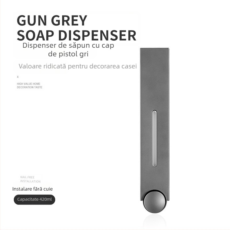 Dozator de săpun montat pe perete, acționat prin apăsare, ABS, turnare prin injecție, design modern minimalist.