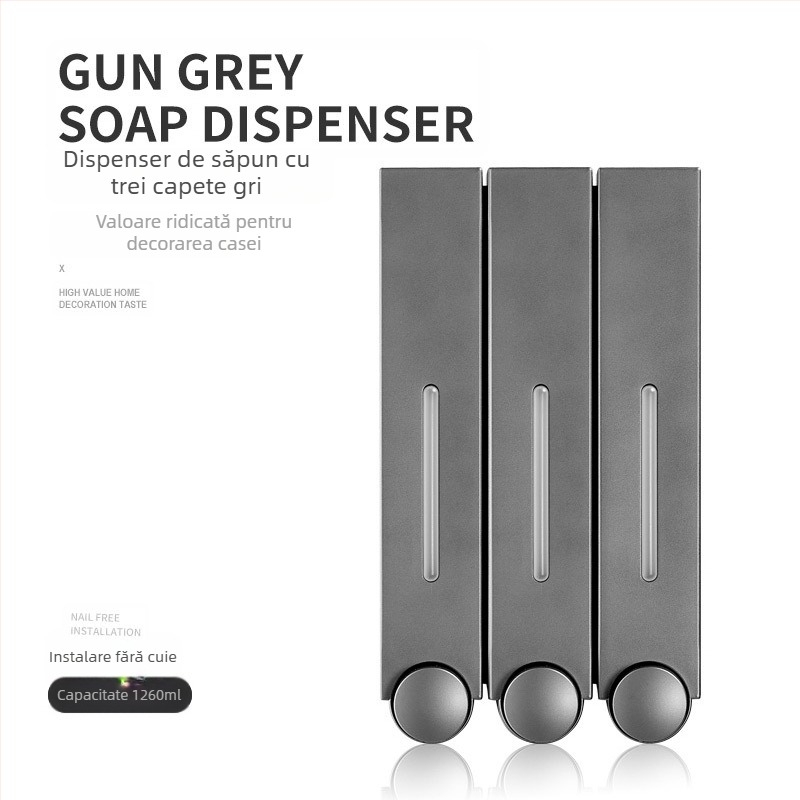 Dozator de săpun montat pe perete, acționat prin apăsare, ABS, turnare prin injecție, design modern minimalist.