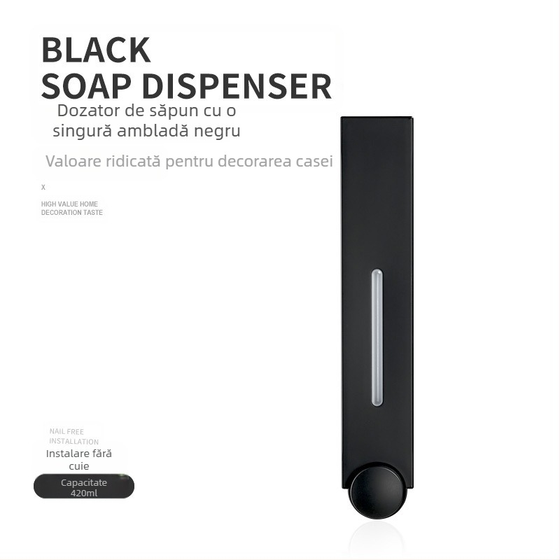 Dozator de săpun montat pe perete, acționat prin apăsare, ABS, turnare prin injecție, design modern minimalist.