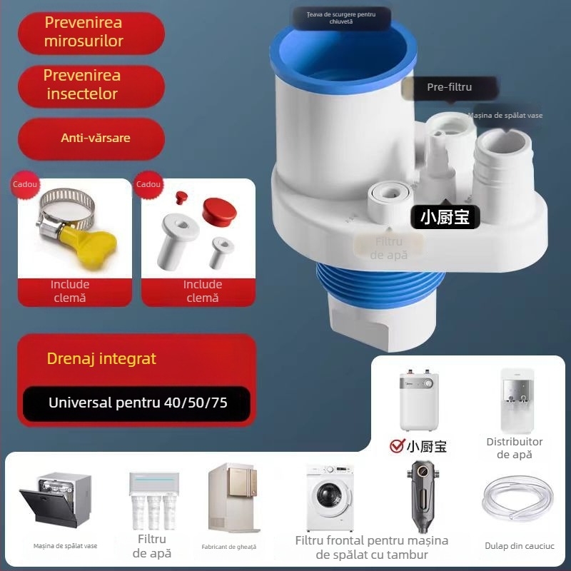 Filtru deodorare cu cinci căi pentru canalizarea bucătăriei — Tip A, ABS, Anyi, stil modern minimalist