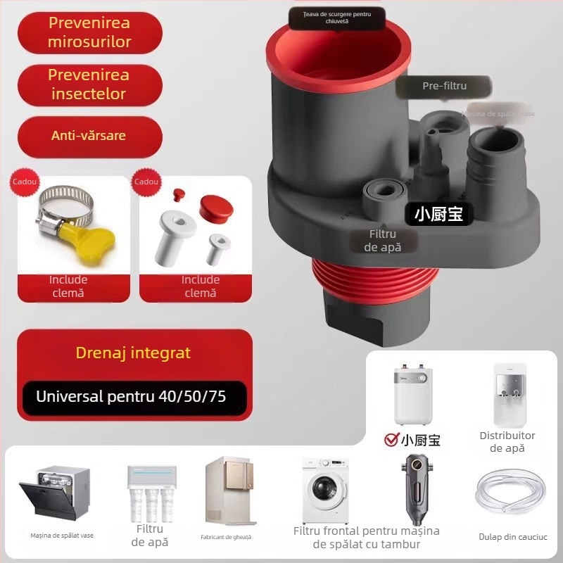 Filtru deodorare cu cinci căi pentru canalizarea bucătăriei — Tip A, ABS, Anyi, stil modern minimalist