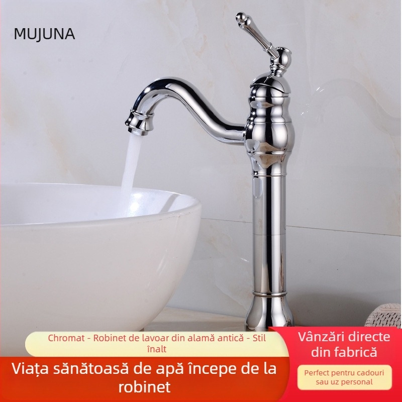 Robinet din cupru integral, stil european antic, pentru apă caldă și rece, pentru chiuvetă și cadă, stil retro bucătărie/băi