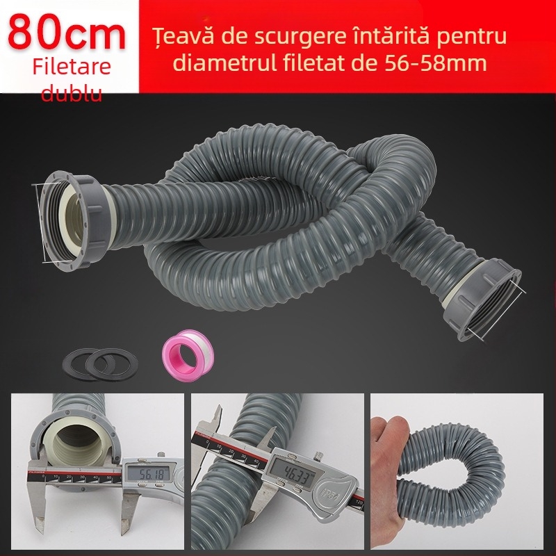 Scurgere chiuvetă de bucătărie cu extensie a țevii de scurgere și furtun anti miros (Chiuvetă cu un bazin; Extensie țevi; Furtun anti miros)