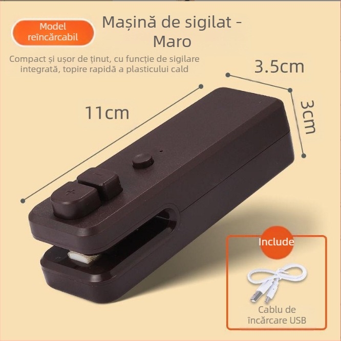 Mașină portabilă de sigilat pentru ambalarea alimentelor, carcasă din plastic ABS, greutate 170 g, capacitate 1001-1500 ml, model Nouă generații, Personalizabilă