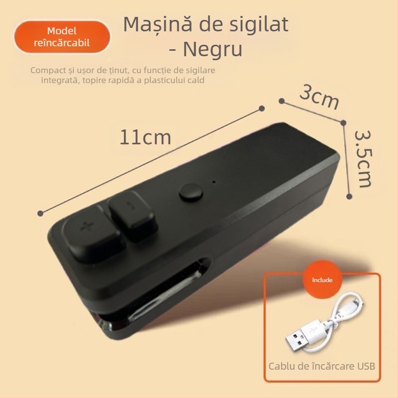 Mașină portabilă de sigilat pentru ambalarea alimentelor, carcasă din plastic ABS, greutate 170 g, capacitate 1001-1500 ml, model Nouă generații, Personalizabilă