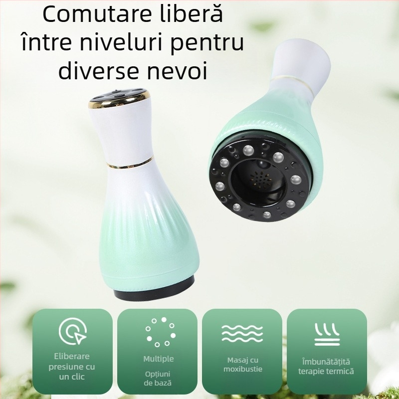 Dispozitiv electric de masaj Gua Sha cu ventuze și moxibustie (alimentare USB, control prin buton, model MK-A, interval 0–48°C, ABS)