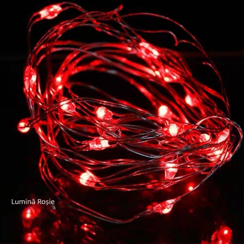 Șir LED cu sârmă de cupru stelat pentru Ziua Îndrăgostiților, cu compartiment baterie, 4 m, 120 LED-uri