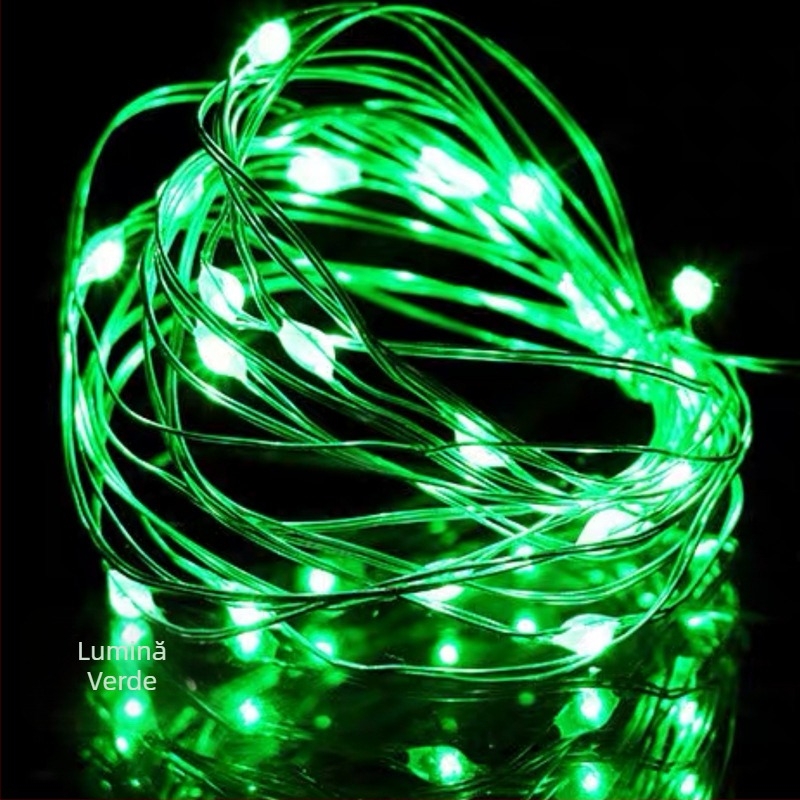Șir LED cu sârmă de cupru stelat pentru Ziua Îndrăgostiților, cu compartiment baterie, 4 m, 120 LED-uri