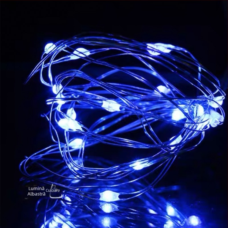 Șir LED cu sârmă de cupru stelat pentru Ziua Îndrăgostiților, cu compartiment baterie, 4 m, 120 LED-uri