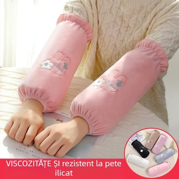 Manșete lungi din catifea cristal pentru treburi casnice, unisex, anti-murdărire, model solid, iarnă-toamnă
