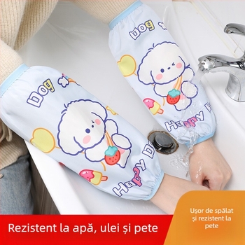 Manșete impermeabile cu imprimeu desen animat pentru copii – pentru bucătărie, lavabile, rezistente la pete, 3–13 ani.