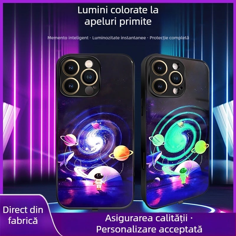 Carcasă cu LED pentru notificare apel pentru iPhone 16 Pro Max, control vocal, antiderapantă și rezistentă la uzură, în șapte culori