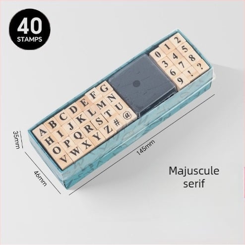 Set de ștampile din lemn pentru jurnal DIY – 40 bucăți, 8 modele, ștampile litere și cifre