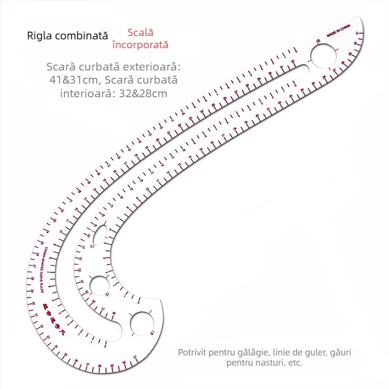 Set rigle croitoare pentru îmbrăcăminte cu scară încorporată, din plastic, include placă în formă de L și ghidaje de curbă