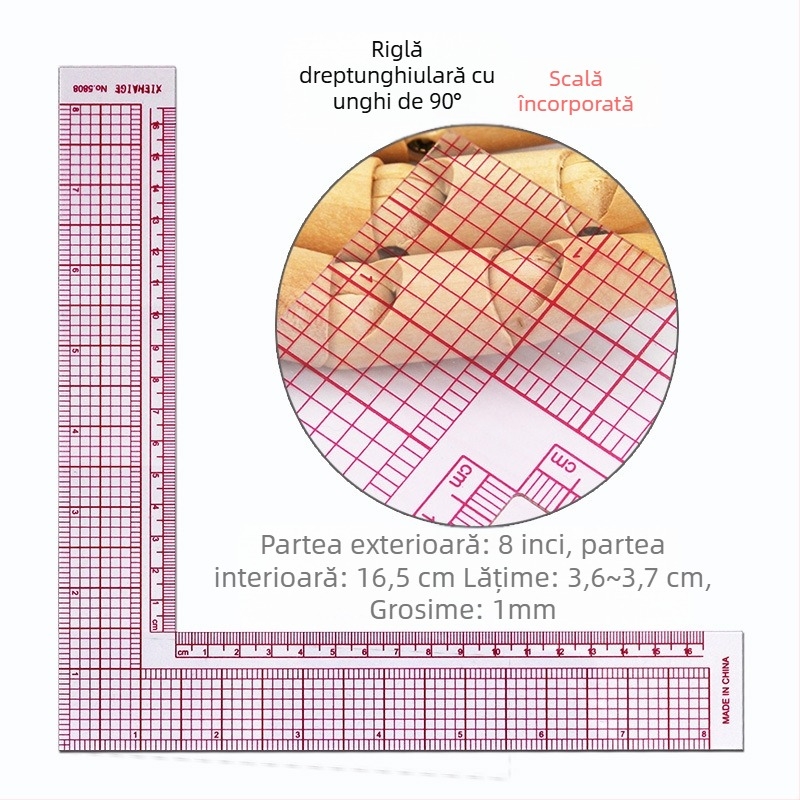 Set rigle croitoare pentru îmbrăcăminte cu scară încorporată, din plastic, include placă în formă de L și ghidaje de curbă
