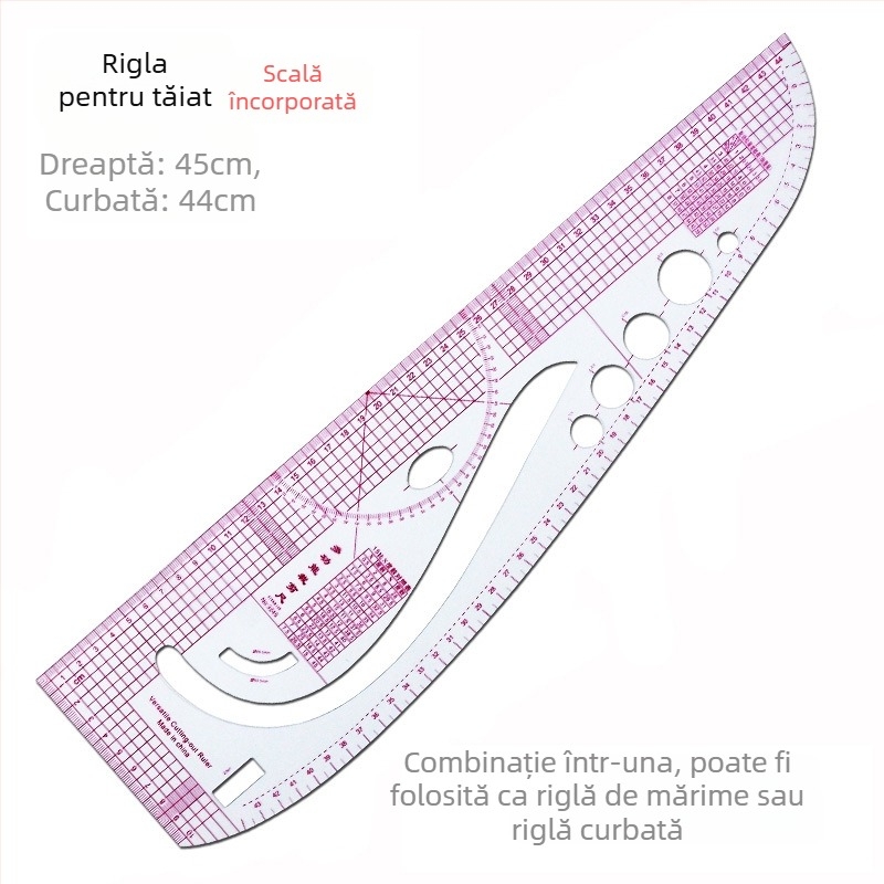 Set rigle croitoare pentru îmbrăcăminte cu scară încorporată, din plastic, include placă în formă de L și ghidaje de curbă