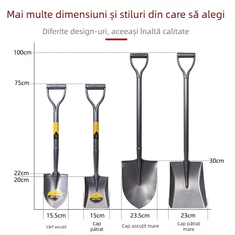 Lopată din oțel mangan, monobloc pentru săpat