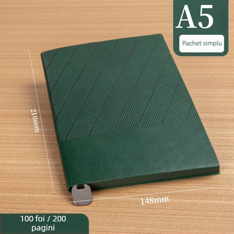 Caiet cu copertă din piele moale, legare cusută, hârtie Forest, 80 g/m², 200–300 de pagini