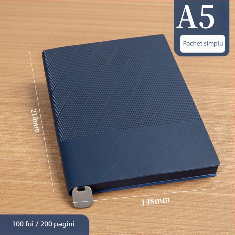 Caiet cu copertă din piele moale, legare cusută, hârtie Forest, 80 g/m², 200–300 de pagini