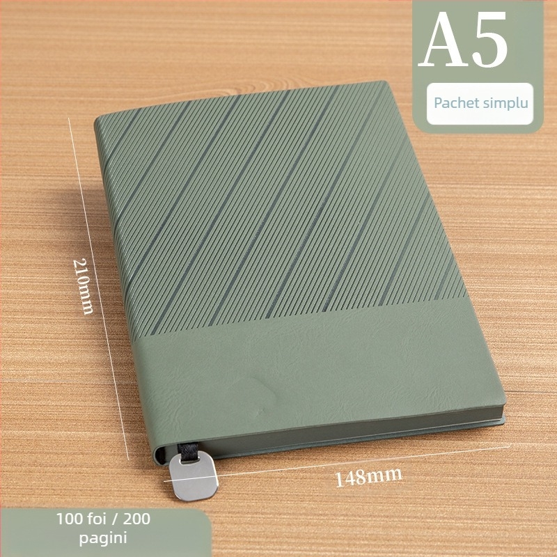 Caiet cu copertă din piele moale, legare cusută, hârtie Forest, 80 g/m², 200–300 de pagini