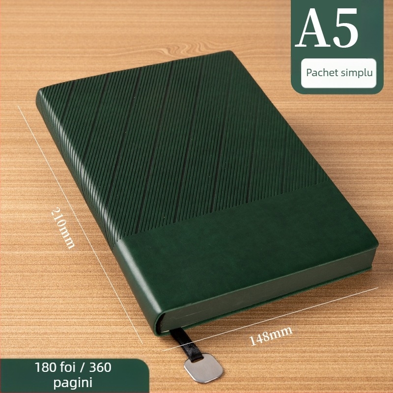 Caiet cu copertă din piele moale, legare cusută, hârtie Forest, 80 g/m², 200–300 de pagini