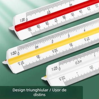 Riglă triunghiulară cu scară pentru desen arhitectural la scară mare, desen interior, riglă de mărire, design vestimentar