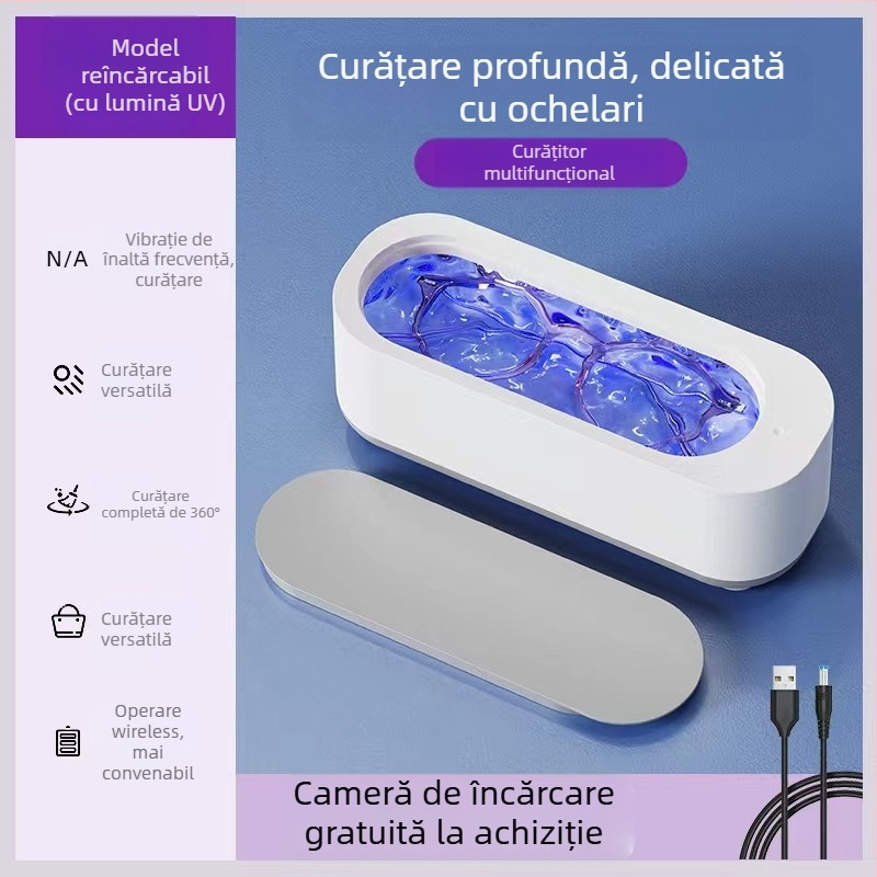 Curățător de ochelari - funcționare mecanică, alimentare USB, capacitate 301-500 ml, bază din PP, curățător cu abur