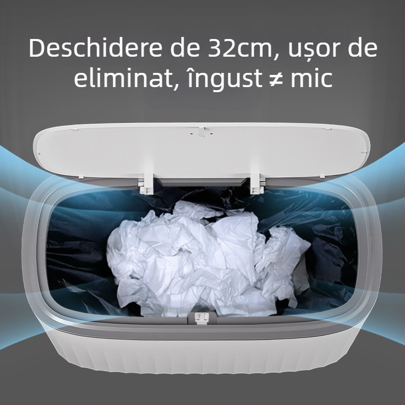Coș de gunoi din plastic cu deschidere prin apăsare și capac pop-up, 12 L sau mai mult, formă cilindrică lungă, pentru uz casnic