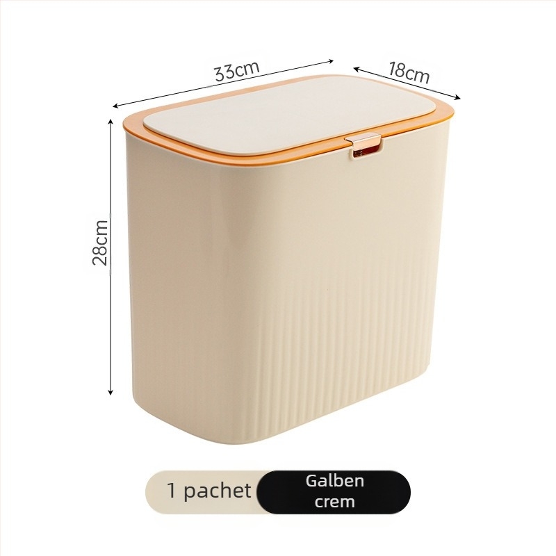 Coș de gunoi din plastic cu deschidere prin apăsare și capac pop-up, 12 L sau mai mult, formă cilindrică lungă, pentru uz casnic