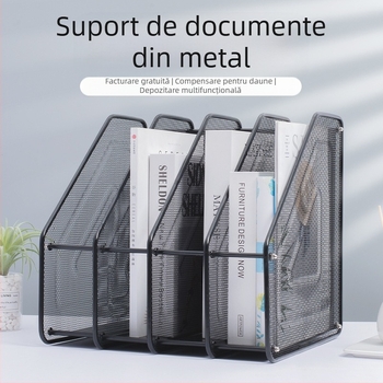 Suport metal pentru fișiere – organizator de birou, montaj cvadruplu, model Quadruple Assembly