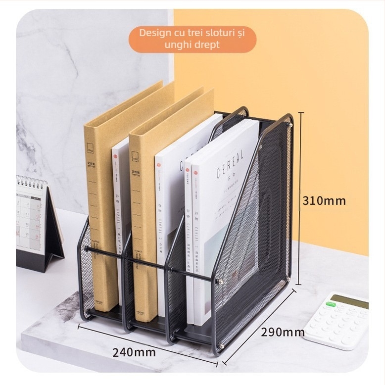 Suport metal pentru fișiere – organizator de birou, montaj cvadruplu, model Quadruple Assembly