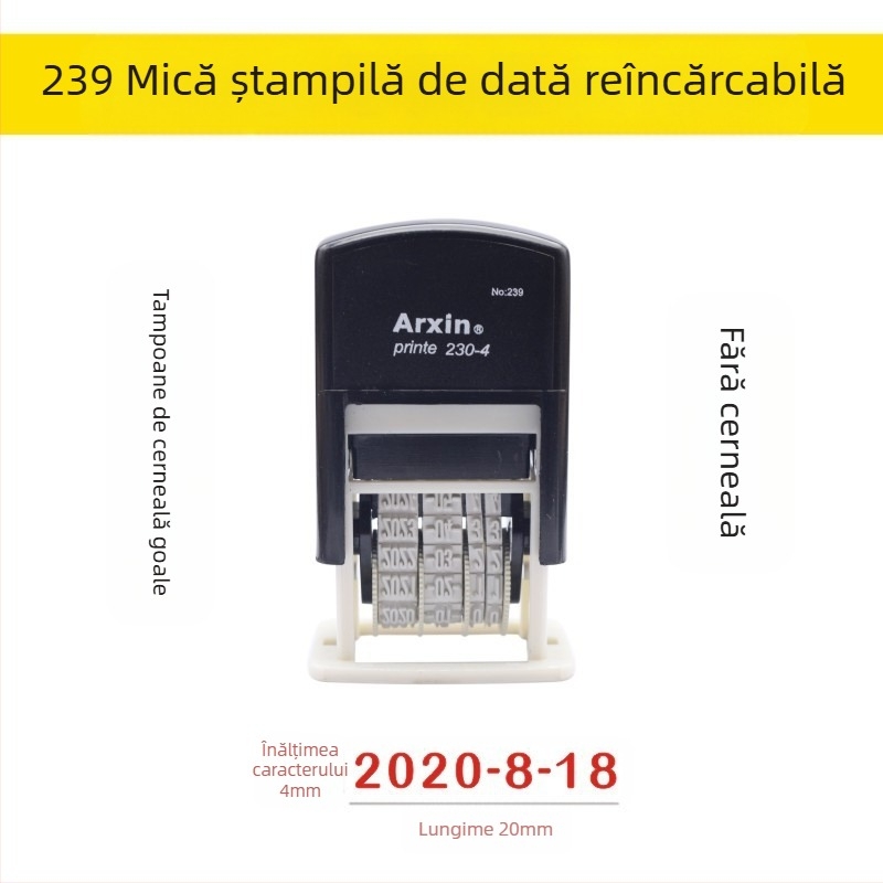 Ștampilă de dată — retur de cerneală; imprimare a datei cu cerneală înapoi (Material: Plastic; Formă: Imprimare a datei; Utilizare: Imprimare a datei; Caracteristici: Întoarcere cerneală)