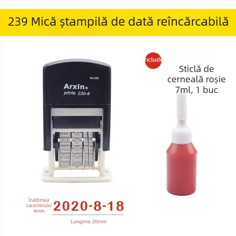 Ștampilă de dată — retur de cerneală; imprimare a datei cu cerneală înapoi (Material: Plastic; Formă: Imprimare a datei; Utilizare: Imprimare a datei; Caracteristici: Întoarcere cerneală)