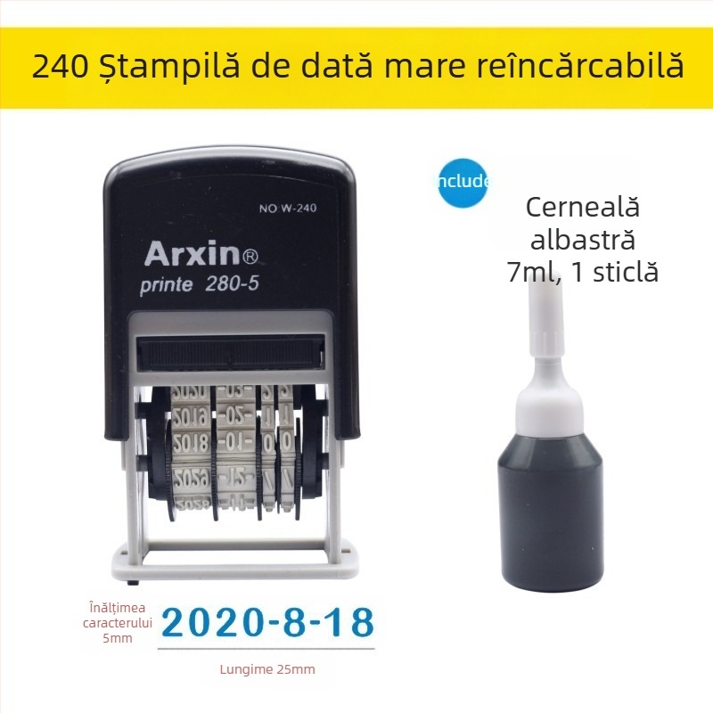 Ștampilă de dată — retur de cerneală; imprimare a datei cu cerneală înapoi (Material: Plastic; Formă: Imprimare a datei; Utilizare: Imprimare a datei; Caracteristici: Întoarcere cerneală)