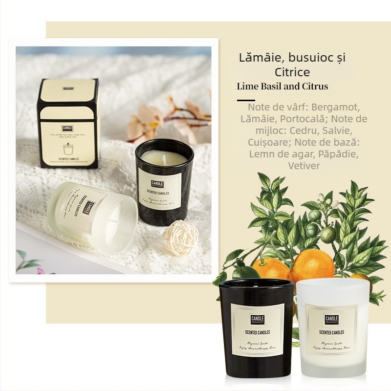 Lumânare aromaterapeutică din ceară de soia, lucrată manual, cilindrică, personalizare OEM