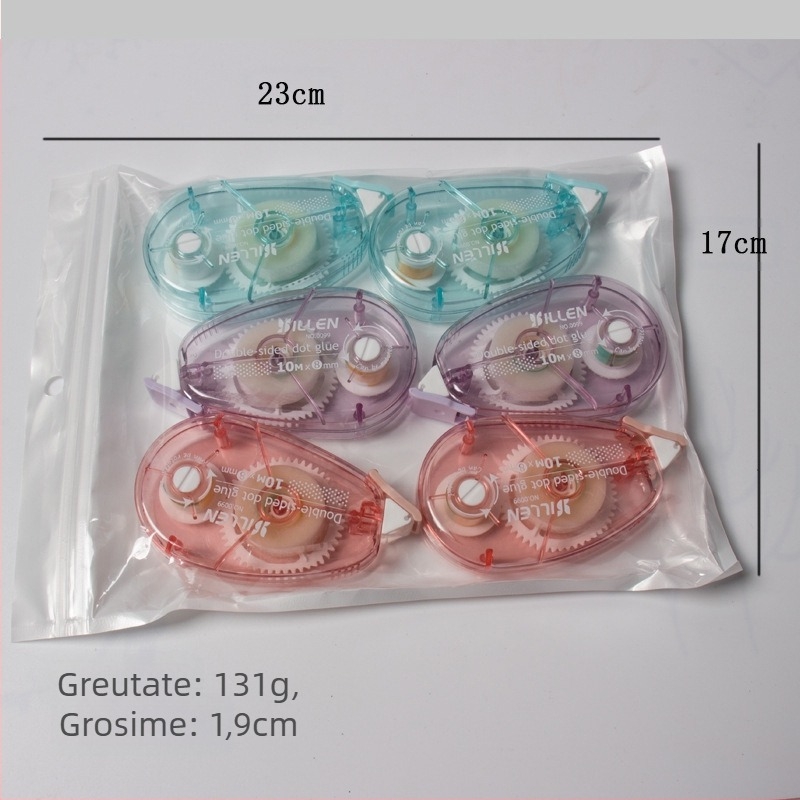 Set lipire punctiformă pentru corecție și bandă adezivă dublu față — adeziv acrilic pe folie PET, grosime 1.8, pentru decorarea caietelor, imprimare logo disponibil