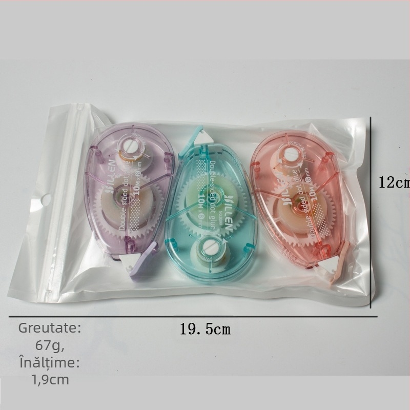 Set lipire punctiformă pentru corecție și bandă adezivă dublu față — adeziv acrilic pe folie PET, grosime 1.8, pentru decorarea caietelor, imprimare logo disponibil